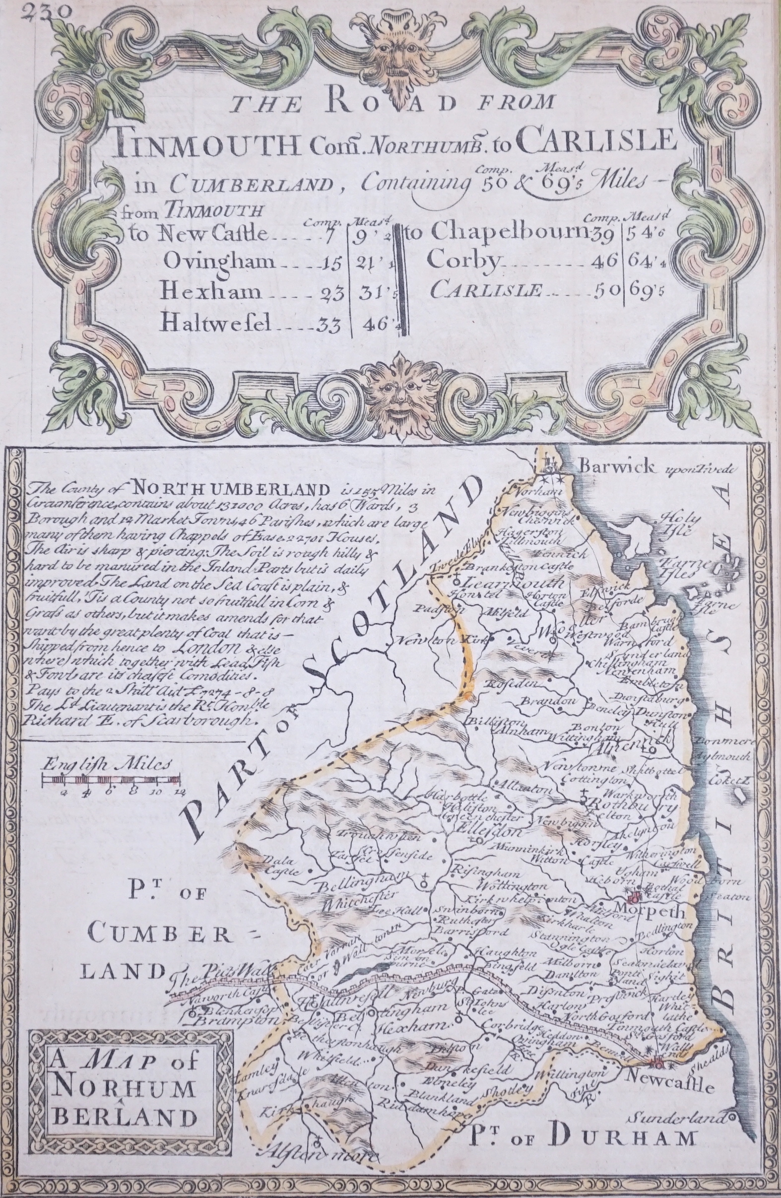 The Road from London to Southampton, the Smaller Islands of the British Ocean, first published, John Owen and Emanuel Bowen together with a similar example of Northumberland and a plate from Patersons Itinerary, one with